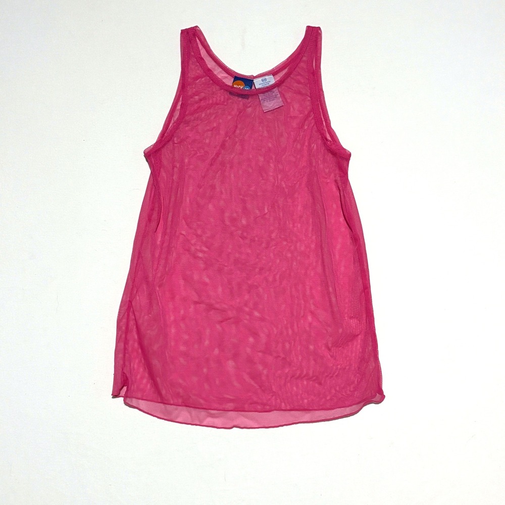 Nick Jr Tank Top Kids 6/6X Pink Sheer Mesh Sleeveless Beach Coverup Barbiecore